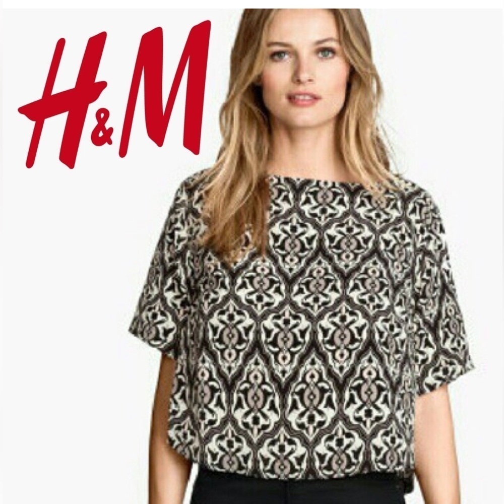 H&M conscious collection black/white/pink crop top